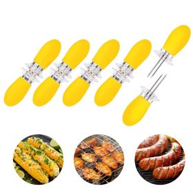 Yellow Corn Cob Holder Stainless Steel Fork Skewer Is Suitable For Corn On The Cob Grilling Tools-Selling On Amazon Is Prohibited (Color: Yellow)